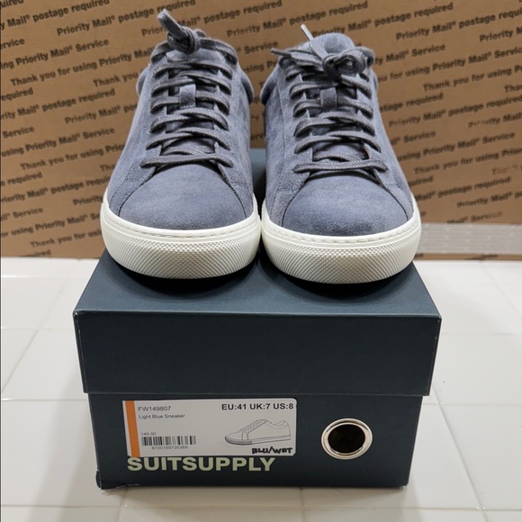 Suitsupply Charcoal Suede Men's Sneakers - Picture 1 of 4